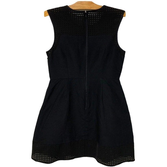 J. Crew | A Line Dress Silk Blend Perforated Black Sleeveless Above Knee Size 10 - Picture 7 of 7